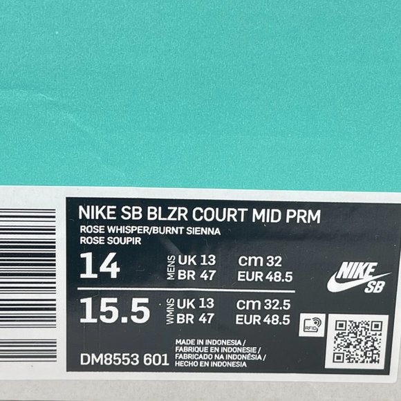 Nike Mens SB Blazer Court Mid Premium Rose Brown White Shoes Size 14 DM8553-601